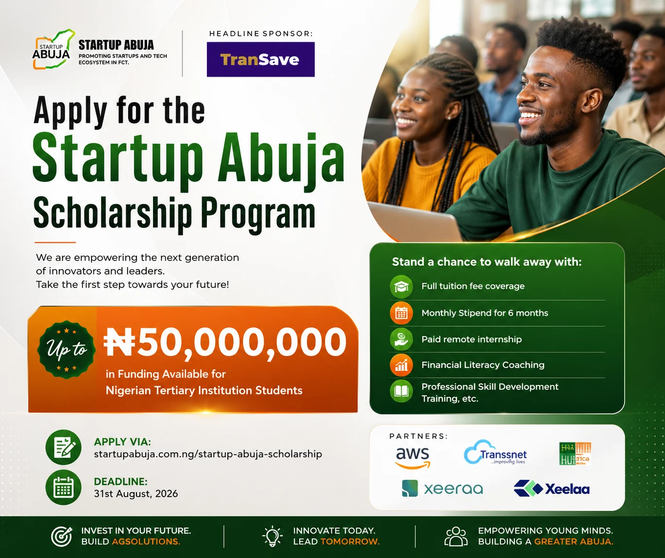 Call For Application: Startup Abuja Scholarship Program 2026: Full Tuition, Stipend, and Paid Internship for Nigerian Students